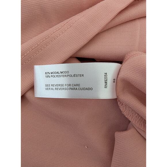 By Design Nordstrom Pink Rose V Neck Short Sleeves Top Size Small Modal New - Picture 6 of 8